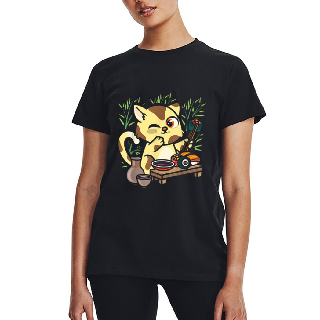 Animal Sushi Cat Lover Japanese Kawaii Cat Eating Food Art Women T-Shirt