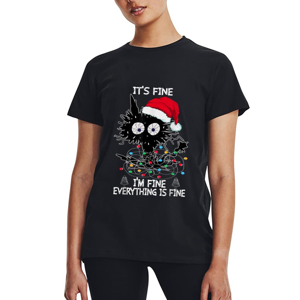 Black Cat christmas It's Fine I'm Fine Everything Is Fine Women T-Shirt