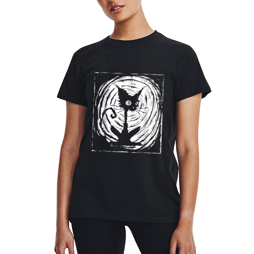 Black Cat Lazy Halloween Costume Scary Creepy Women T-Shirt