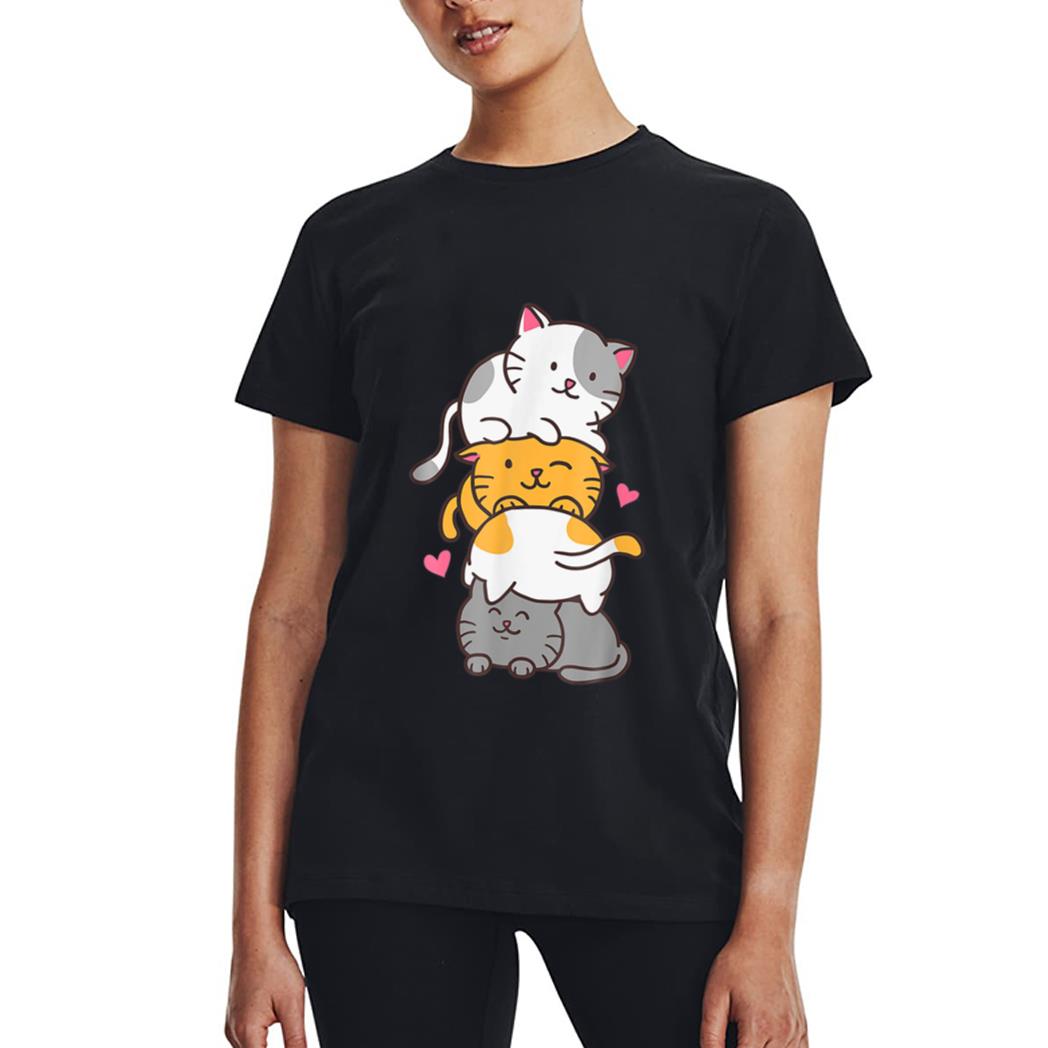 Cat Cats Cute Kitty Pile Anime Kawaii Neko Gift Women T-Shirt