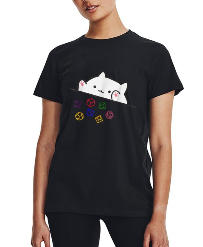 Cat Throwing Dice Tabletop Games Cute Kawaii Animal Lover Women T-Shirt