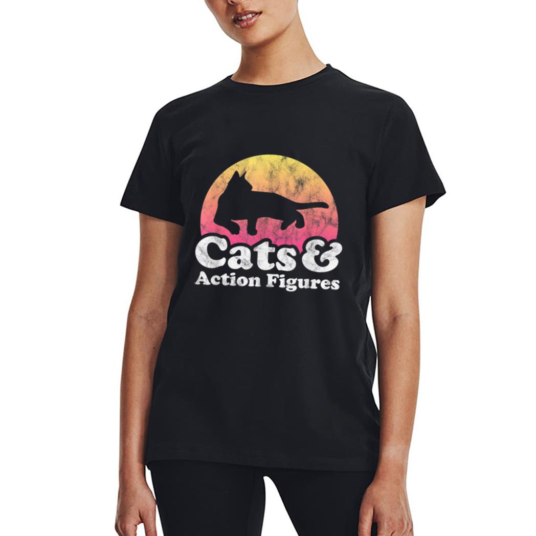 Cats and Action Figures Mens or Womens Cat and Action Figure Women T-Shirt