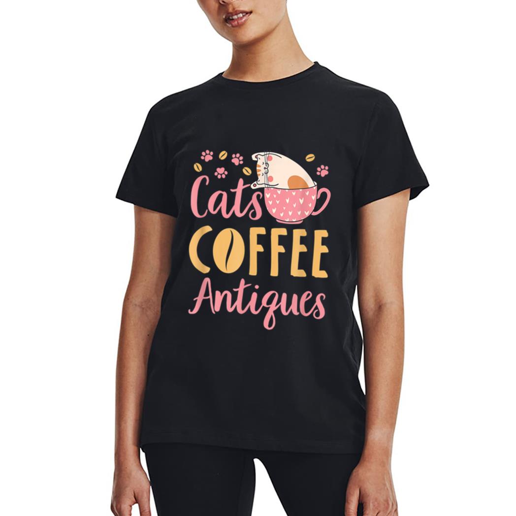Cats Coffee Antiques Cat Lover Antiquing Women T-Shirt