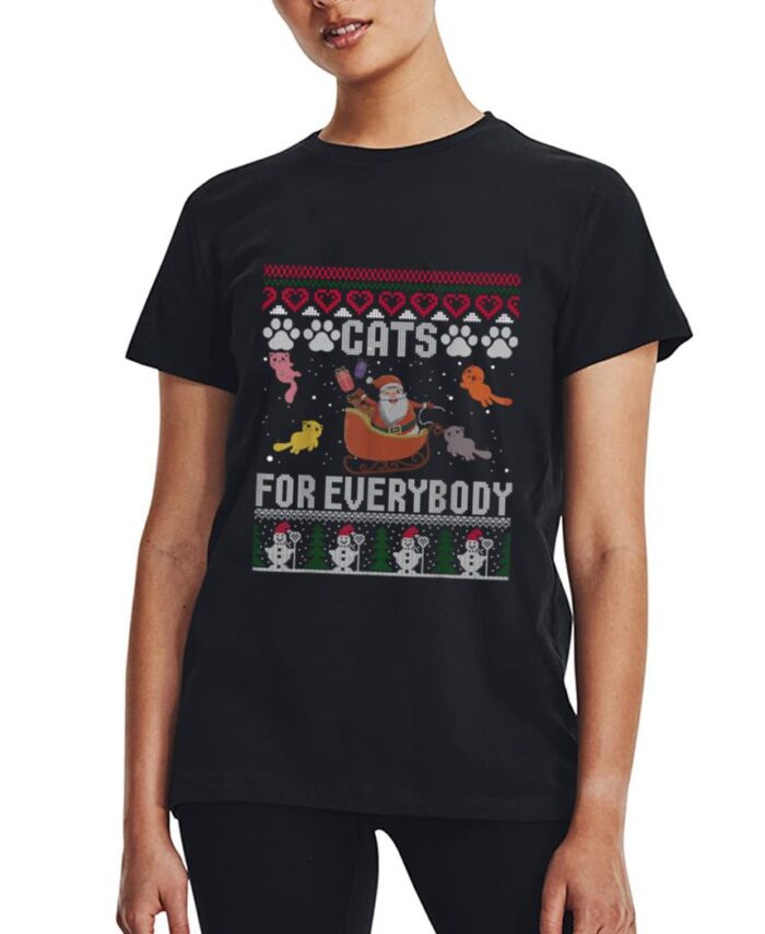 Cats For Everybody Christmas Cute Cat Lover Women T-Shirt