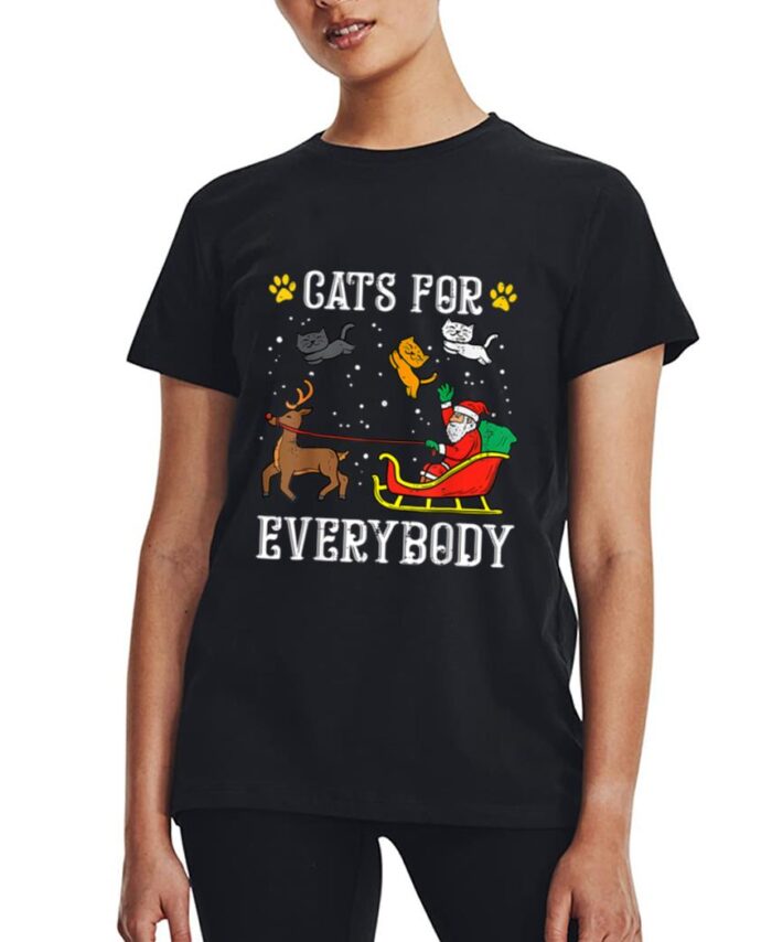 Cats For Everybody Santa Funny Christmas PJs Xmas Women Women T-Shirt