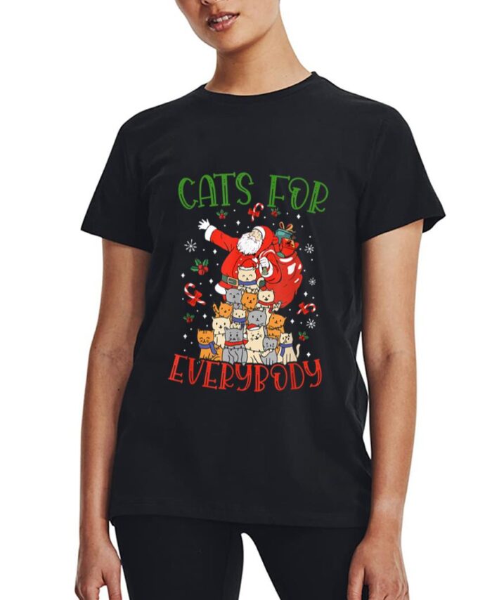 Cats For Everybody Ugly Christmas Cat Funny Xmas Women T-Shirt