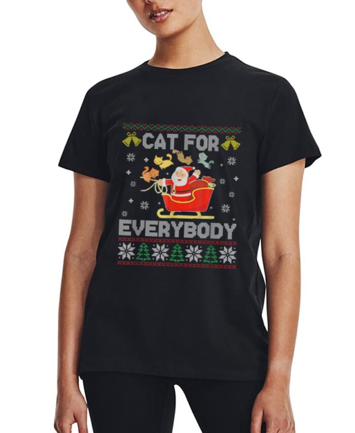 Cats For Everybody Ugly Sweater Christmas Santa Cat Lovers Women T-Shirt