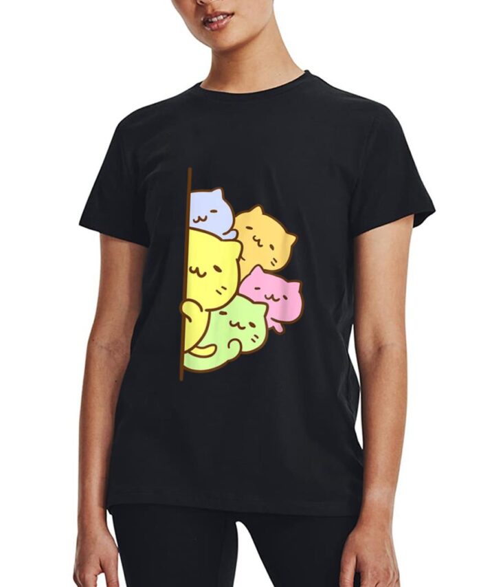 Cats Meowtain Cute Kitty Pile Anime Kawaii Gay Pride Women T-Shirt