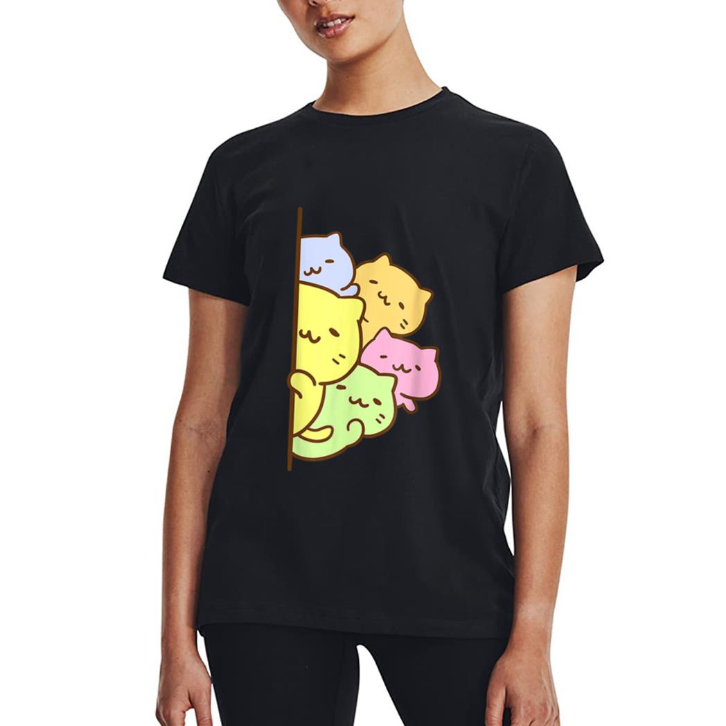 Cats Meowtain Cute Kitty Pile Anime Kawaii Gay Pride Women T-Shirt