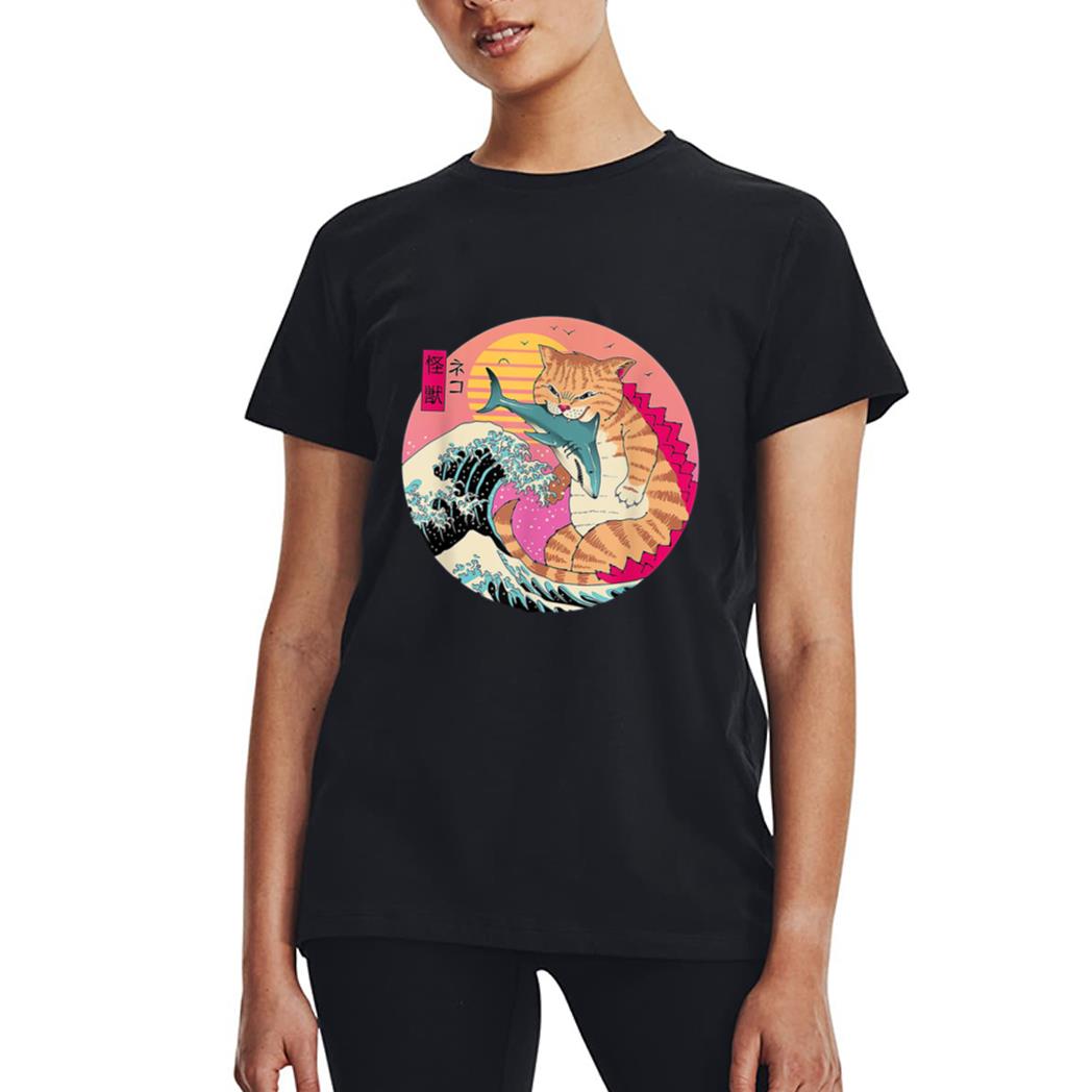 Catzilla Vintage Cute Cat Art Japanese Cat Lover For Girls Women T-Shirt