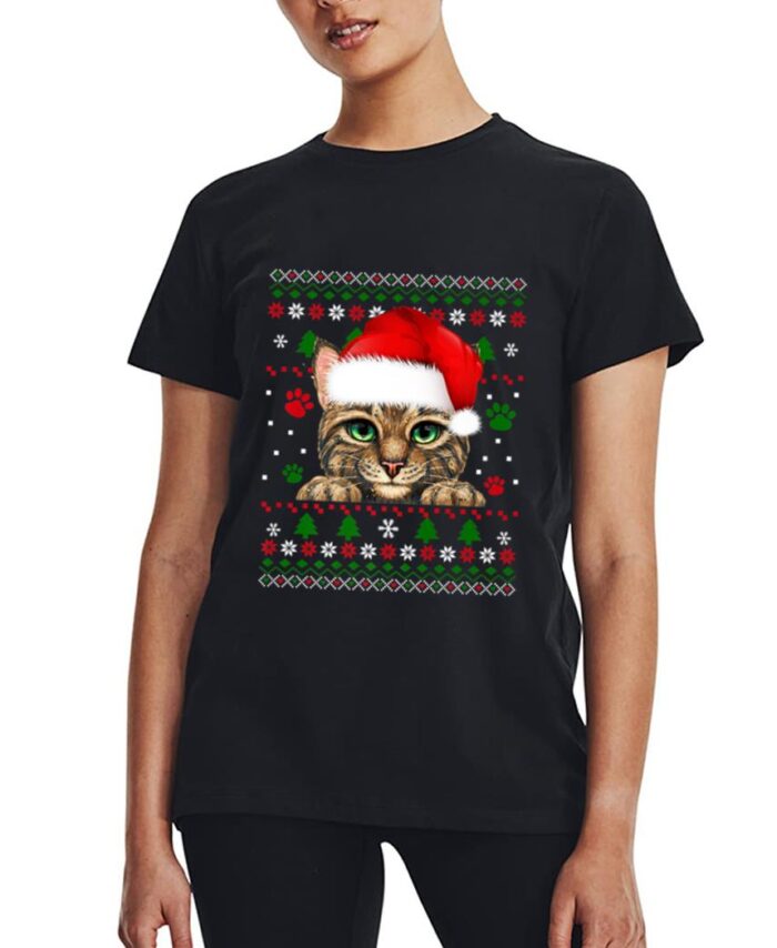 Christmas Cat Santa Hat Merry Catmas Ugly Christmas Sweater Premium Women T-Shirt
