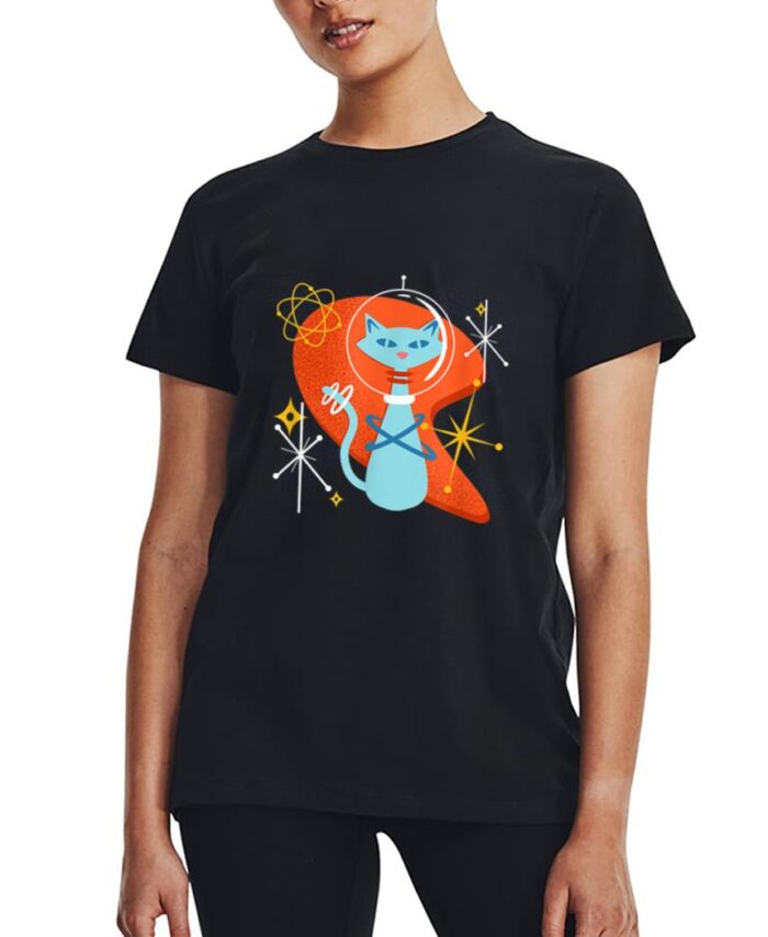 Cute Atomic Space Cat in Vintage Retro Vibes Women T-Shirt