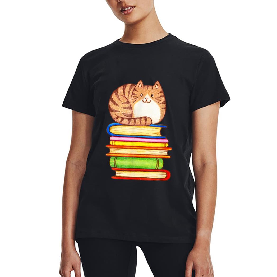 Cute Cat Books Graphic Women S Book Lovers Eacher Women T-Shirt