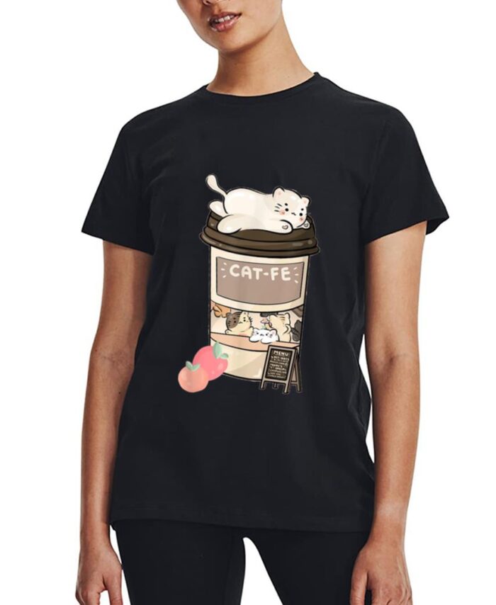 Cute Cat Cafe, Kawaii Cat Coffee, Anime Neko Kitty, Cat Puns Women T-Shirt