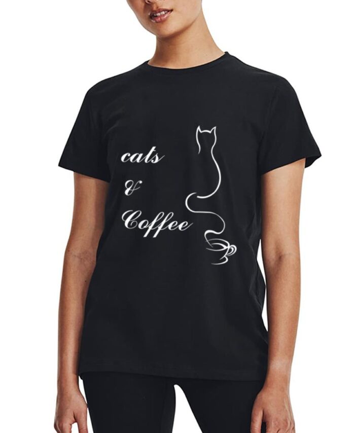Cute Cats and Coffee Women T-Shirt