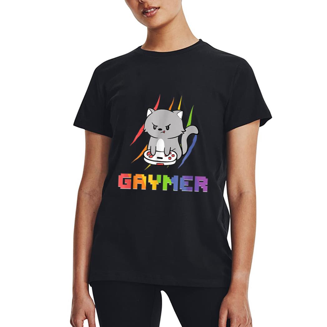 Cute Gaming Cat Gay Gamer Women T-Shirt