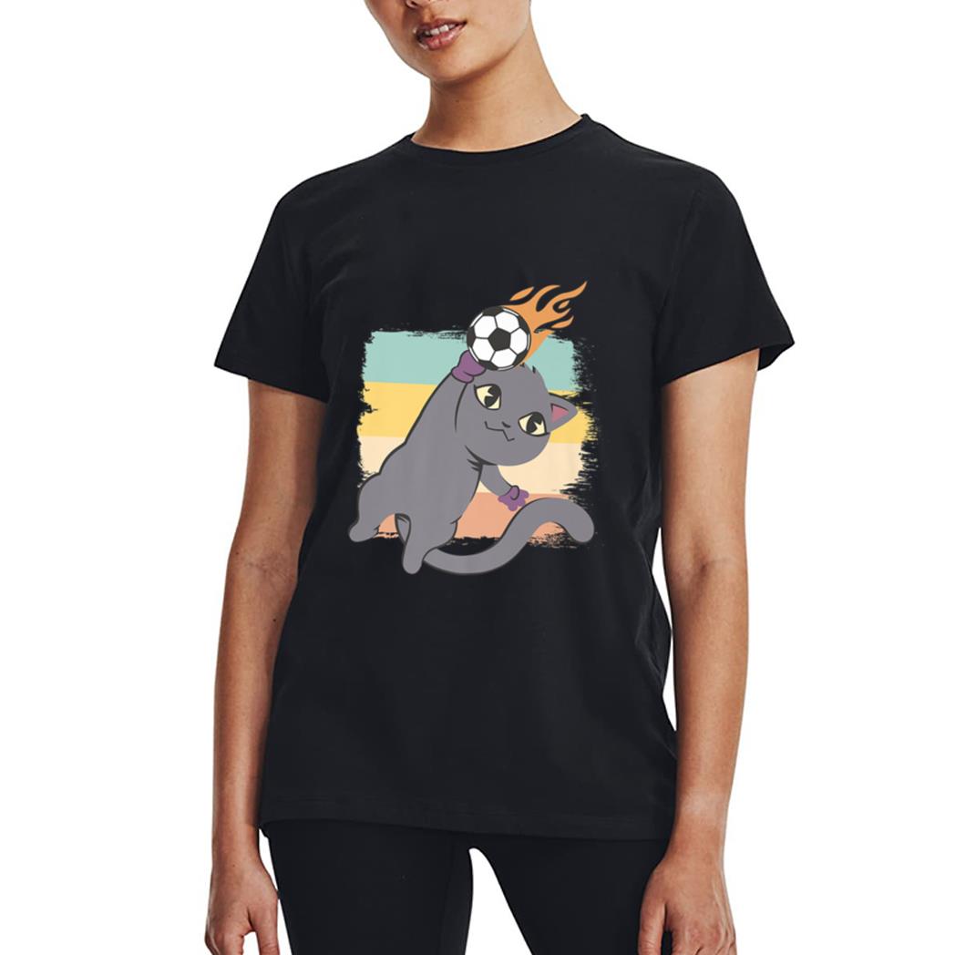 Cute Kawaii Football Soccer Player Funny Goalkeeper Best Cat Women T-Shirt