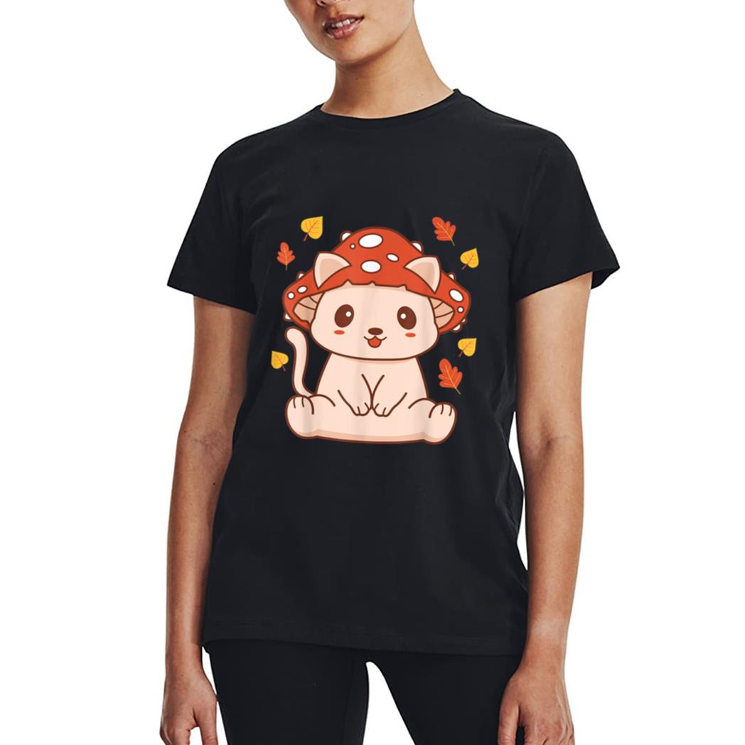 Cute Kawaii Toadstool Cat - Aesthetic Mushroom Kitten Women T-Shirt