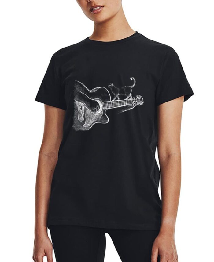 Cute Siamese Cat Guitar Player Women T-Shirt