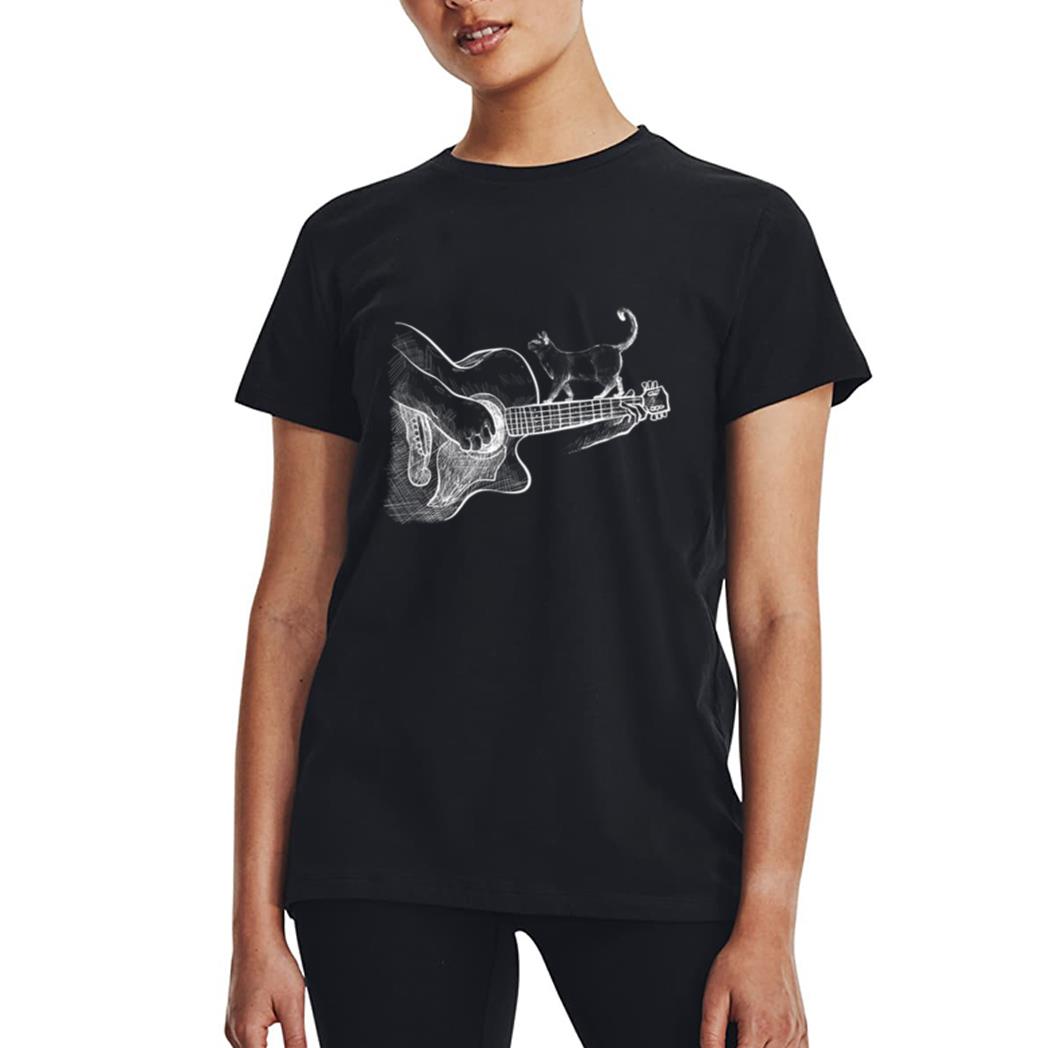 Cute Siamese Cat Guitar Player Women T-Shirt