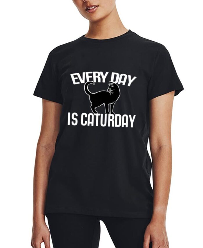 Every Day is Caturday black cat art cat people Premium Women T-Shirt