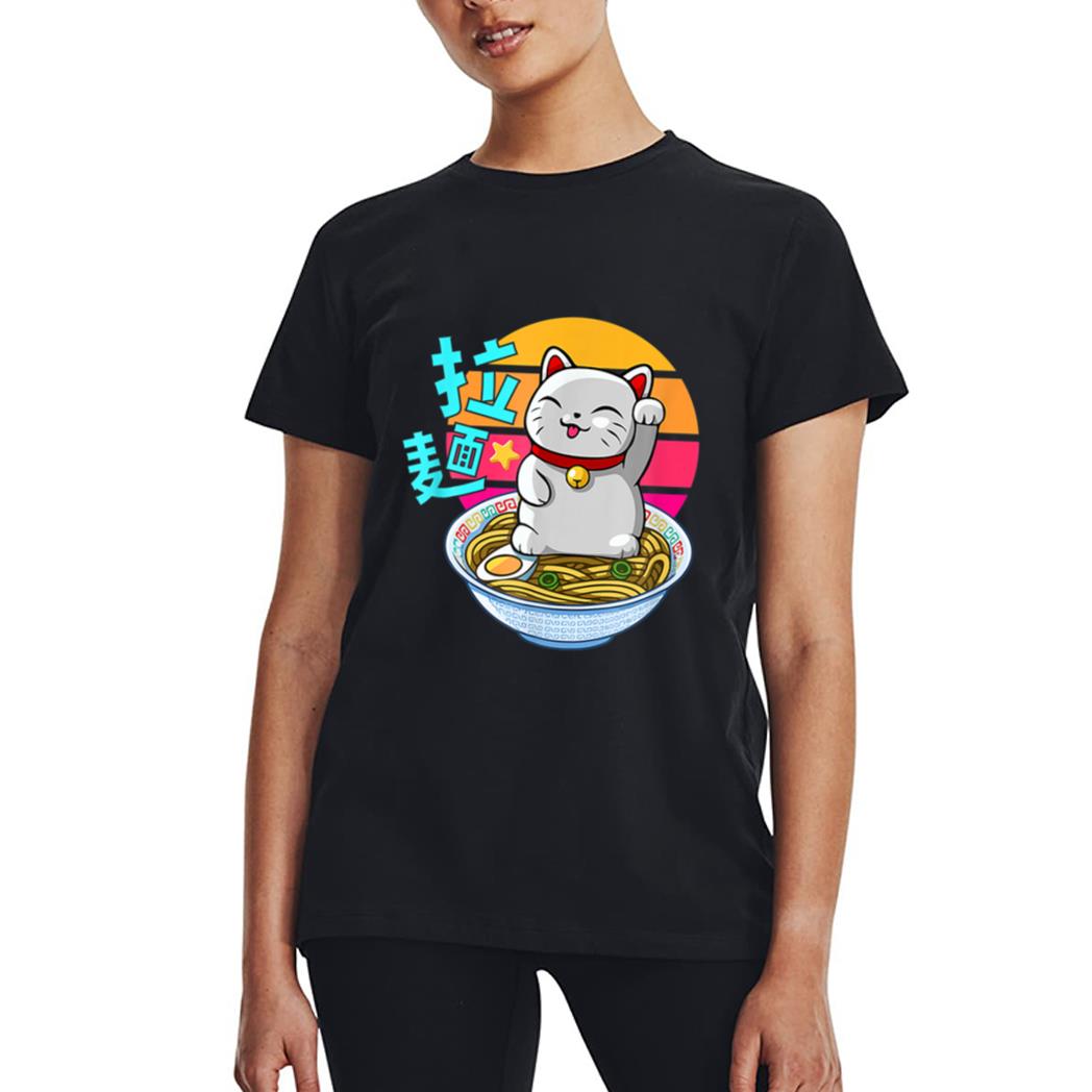 Fortune Cat Ramen Kawaii Maneki Neko Women T-Shirt
