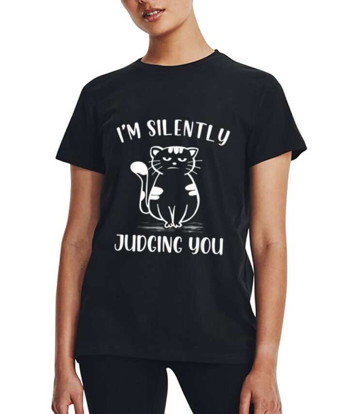 Funny Black Cat I'm Silently Judging You Retro Women T-Shirt