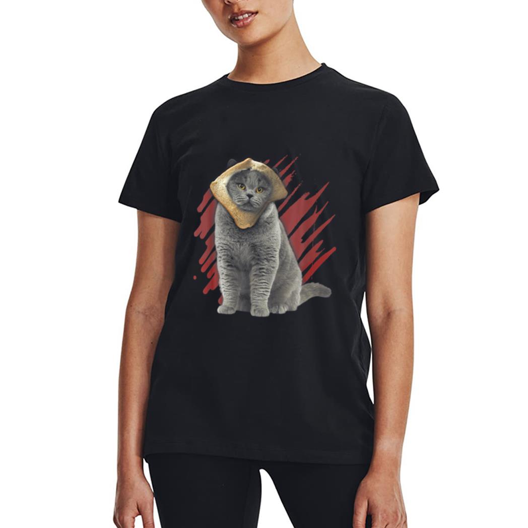 Funny Cat Apparel Cat With Slice Of Bread On Face Cat Lovers Women T-Shirt
