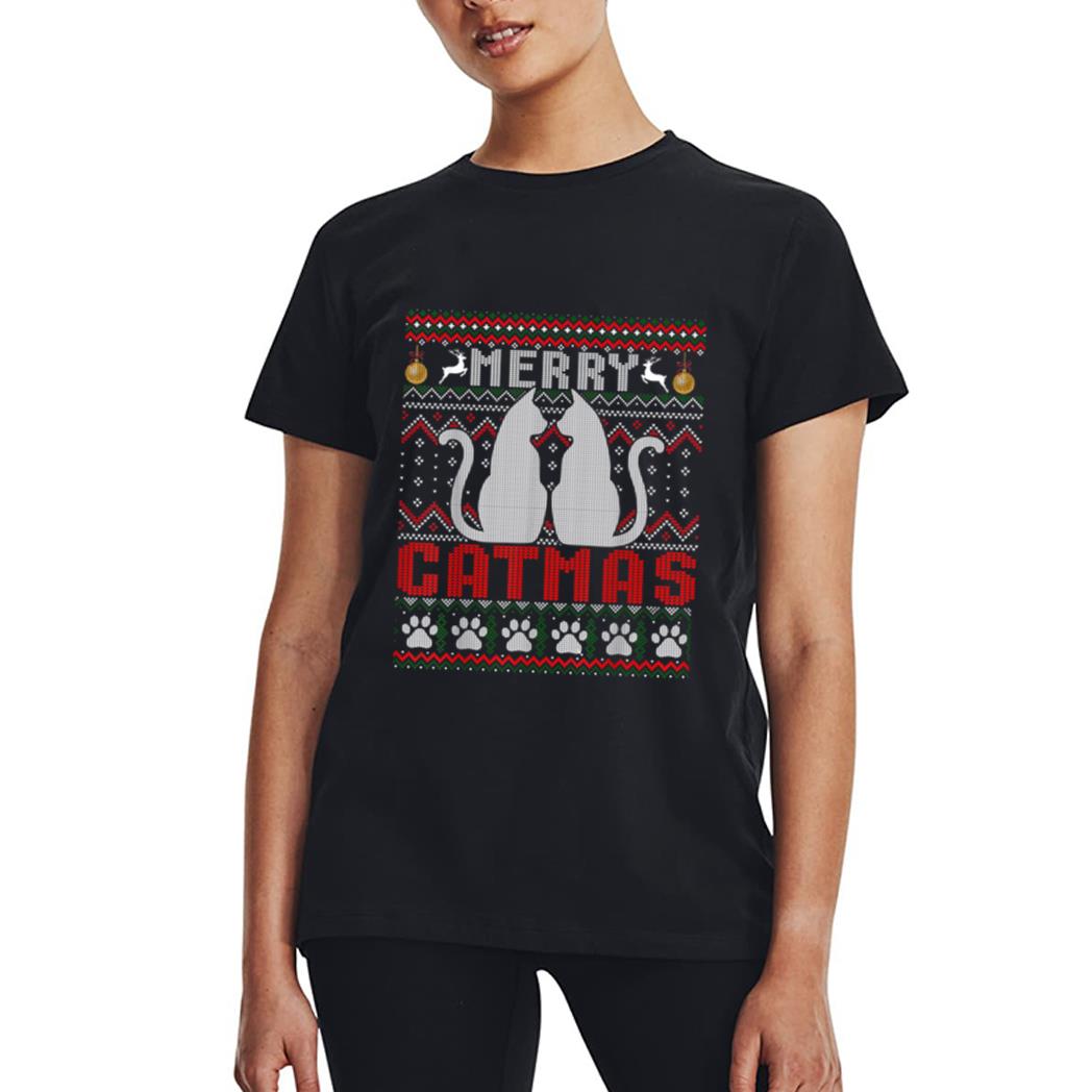 Funny Cat Lover Merry Catmas Christmas Women T-Shirt