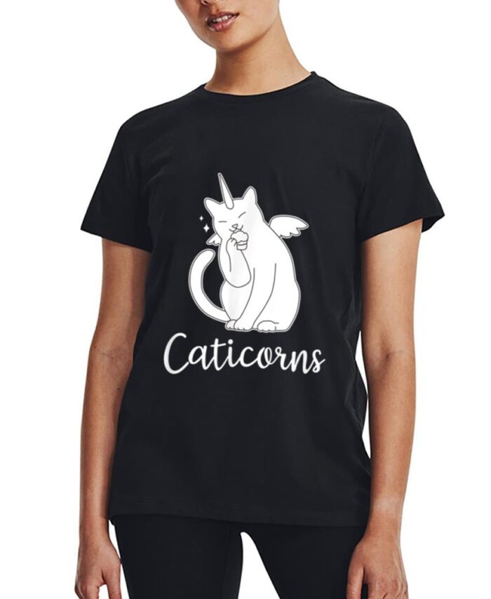 Funny Caticorn  Cat Unicorn Meow Kitty Funny Black Cat Women T-Shirt