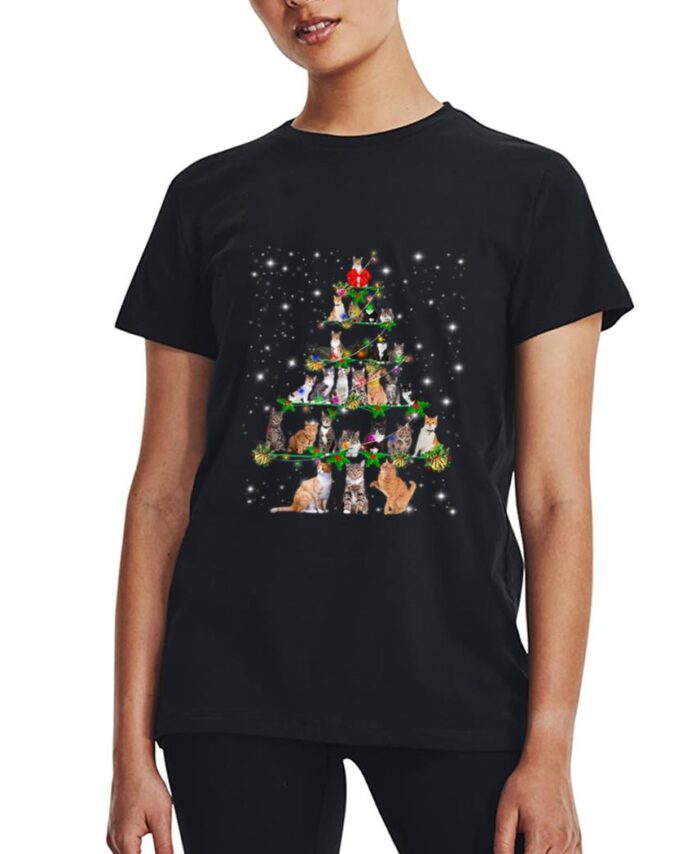 Funny Cats Christmas Ree Ee Ornament Decor Cat Lover Women T-Shirt