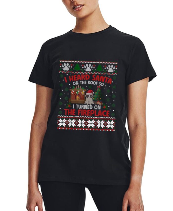 Funny Christmas Cat Hates Santa Annoyed Cat Women T-Shirt