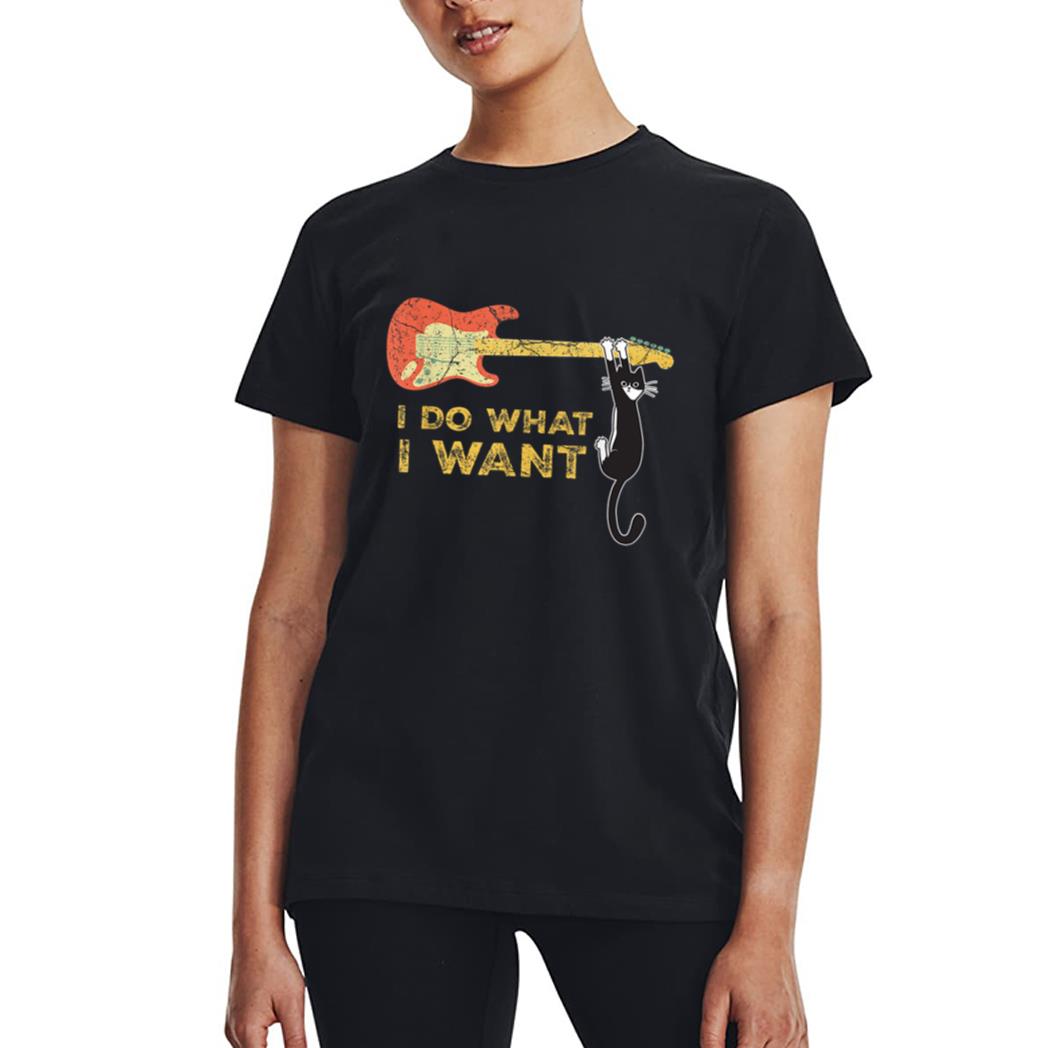 Funny Guitar Lover gifts, Retro I do what I want with my cat Women T-Shirt