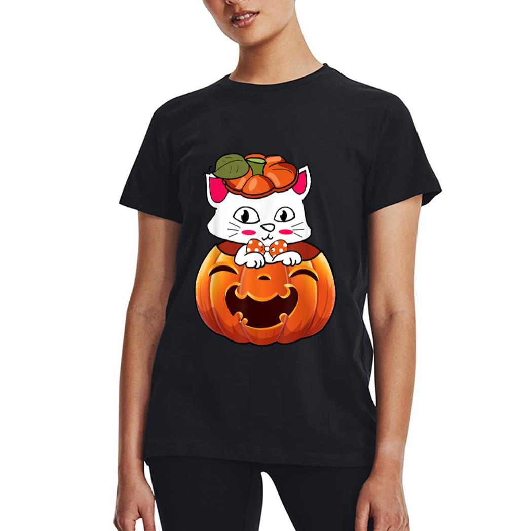 Funny Halloween Jack-O-Lantern Pumpkin Cat Gifts Women T-Shirt