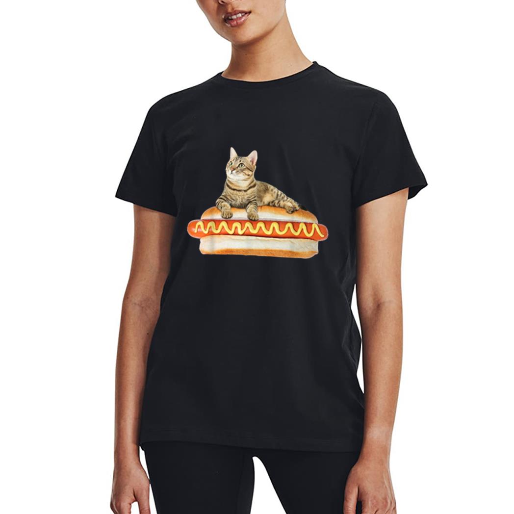 Funny Hot Dog Cat  by Zany Brainy, Cute Kitty Food Women T-Shirt