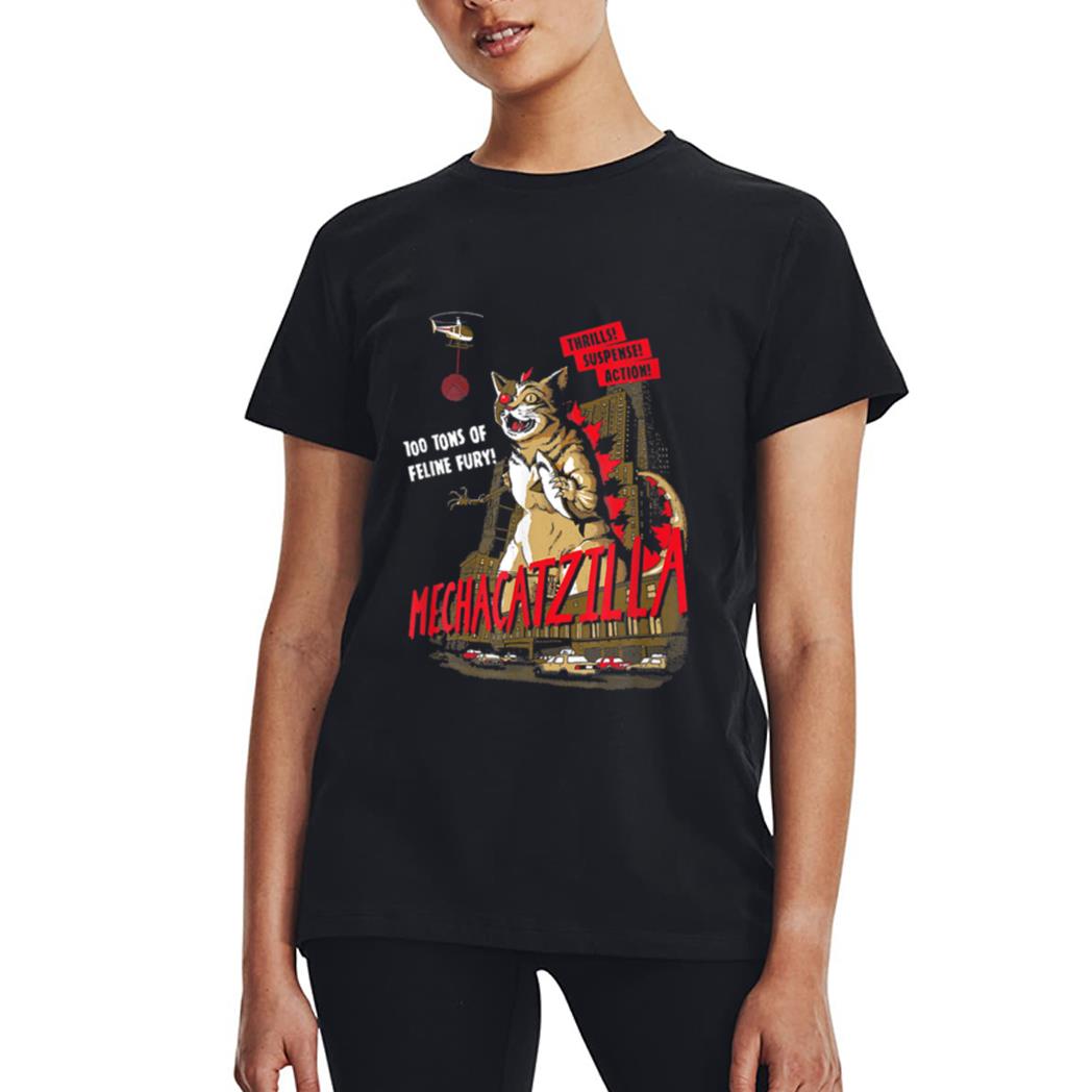 Funny Mecha Catzilla Cat Costume Halloween Women T-Shirt