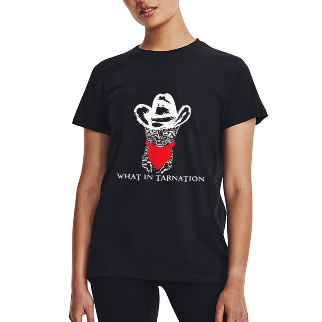 Funny Meme What In Tarnation Cat Cowboy Hat Women T-Shirt