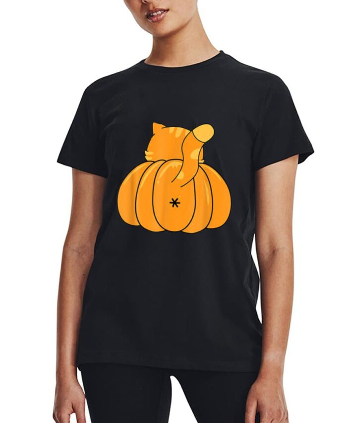 Funny Pumpkin Cat Btt Halloween Ee Women T-Shirt