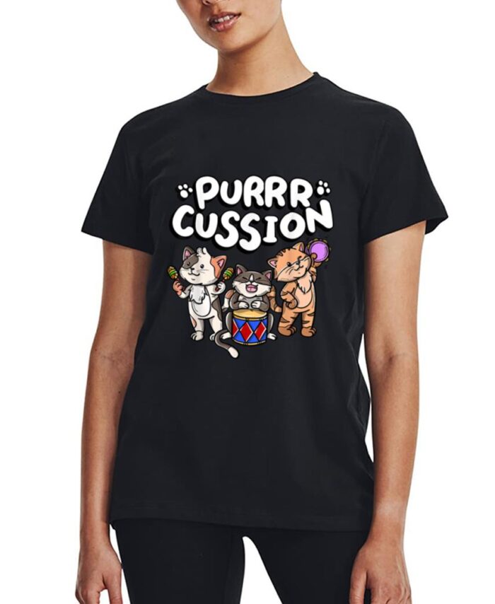Funny Purrr Cussion Kitty Cat Percussion Player Music Women T-Shirt