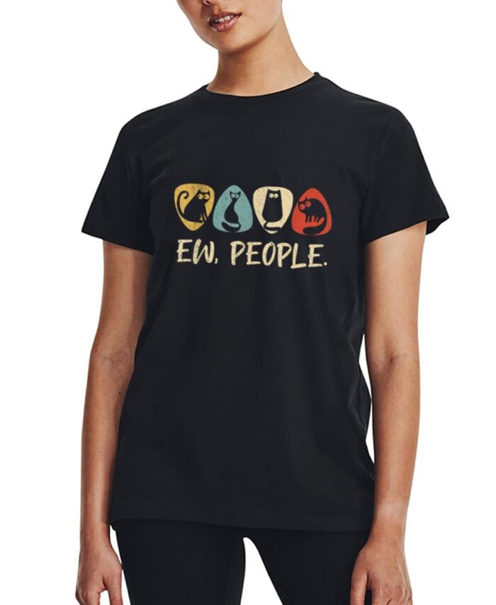 Guitar And Black Cat Lover,Ew People Meowy Funny Cat Women T-Shirt