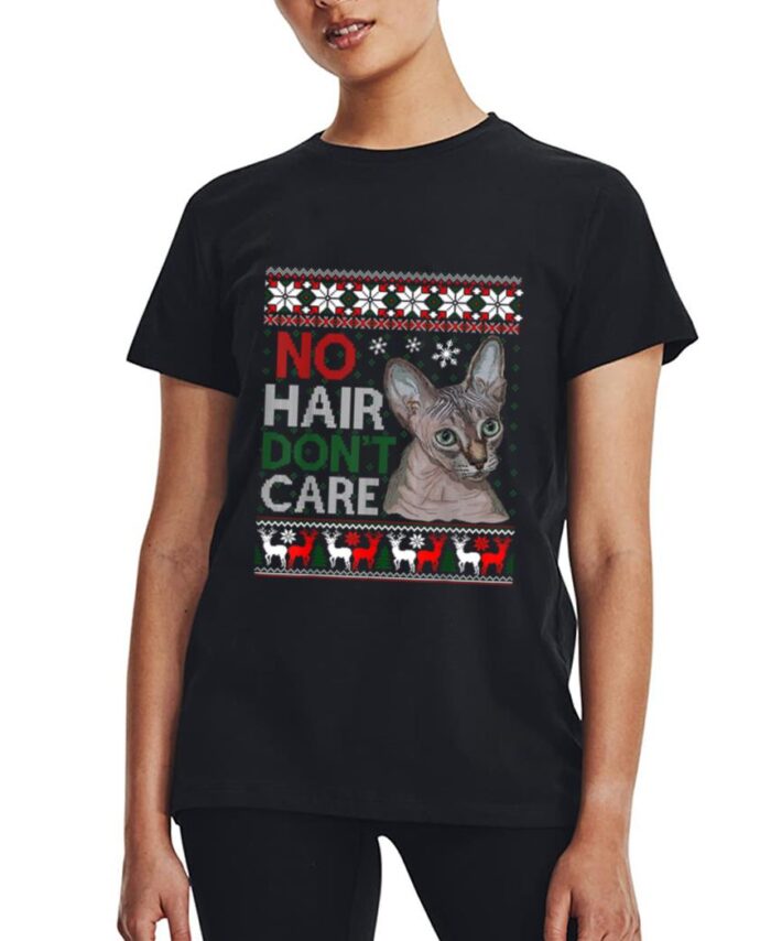 Hairless Cat Ugly Christmas Sweater Sphynx Cat Women T-Shirt