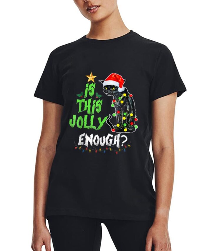 Halloween Is This Jolly Enough Noel Cat Merry Christmas Women T-Shirt