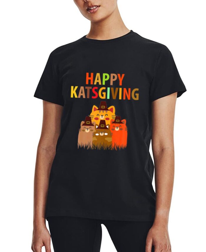 Happy-Katsgiving Thanksgiving-Cats Lovers-Pilgrim Hat Premium Women T-Shirt