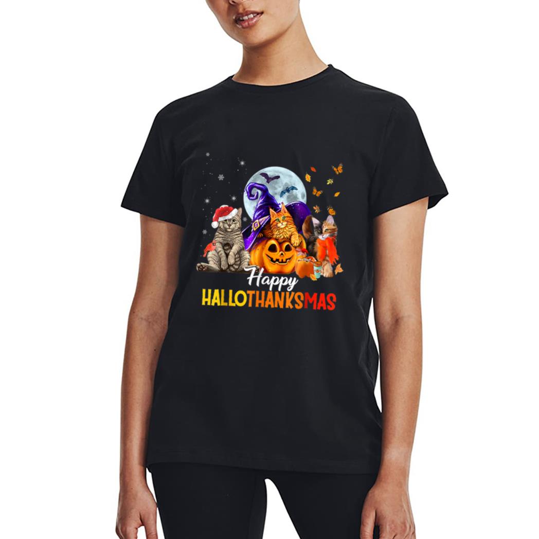 Happy-Thanksgiving Cat Happy-Hallothanksmas Cute-Cats Women T-Shirt