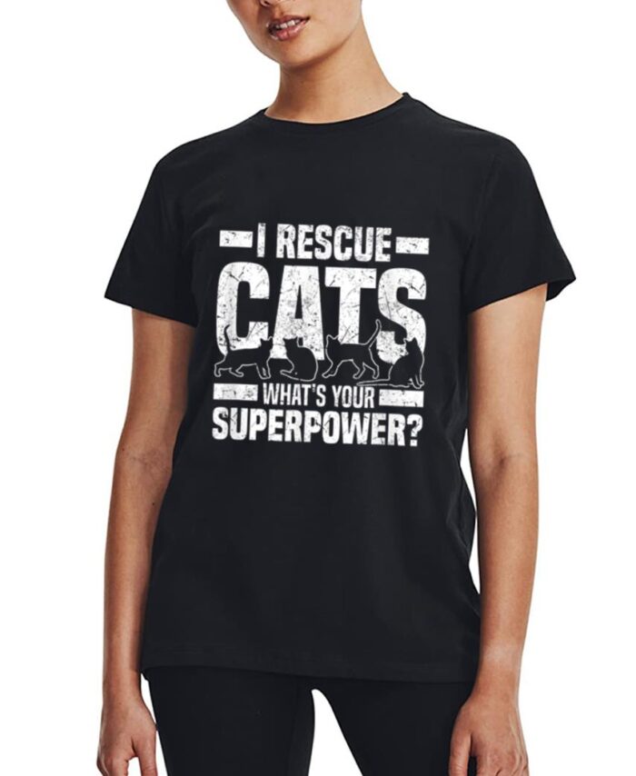 I Rescue Cats What S Your Superpower USA Flag Rescue Cat Women T-Shirt