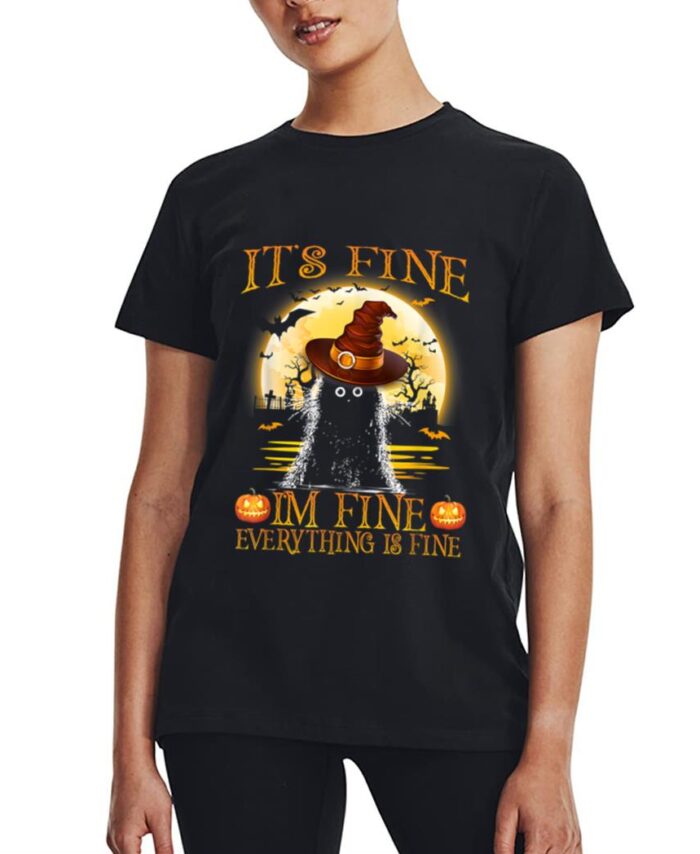 It 'Fine I'm Fine Everything Is Fine Halloween Cat Lover Women T-Shirt