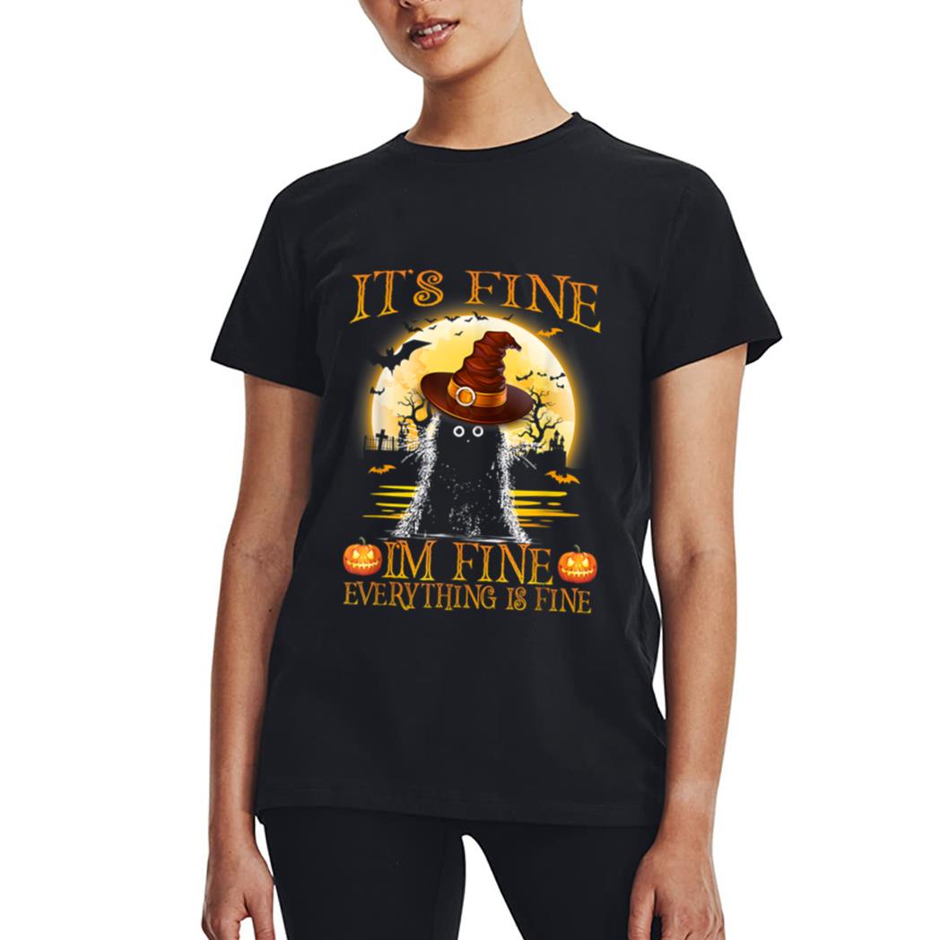 It 'Fine I'm Fine Everything Is Fine Halloween Cat Lover Women T-Shirt