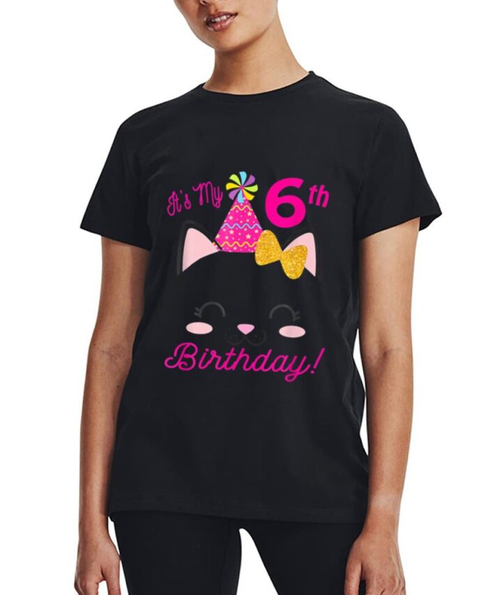 Its My 6H Birthday Girl Kitty Cat Heme Party Six Women T-Shirt