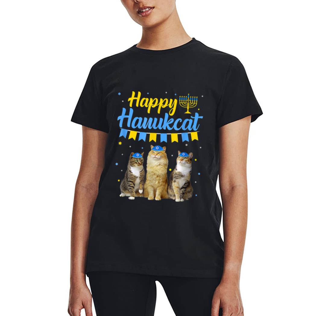 Jewish Hanukkah Cat Happy Hanukcat Christmas Sweater Cat Women T-Shirt
