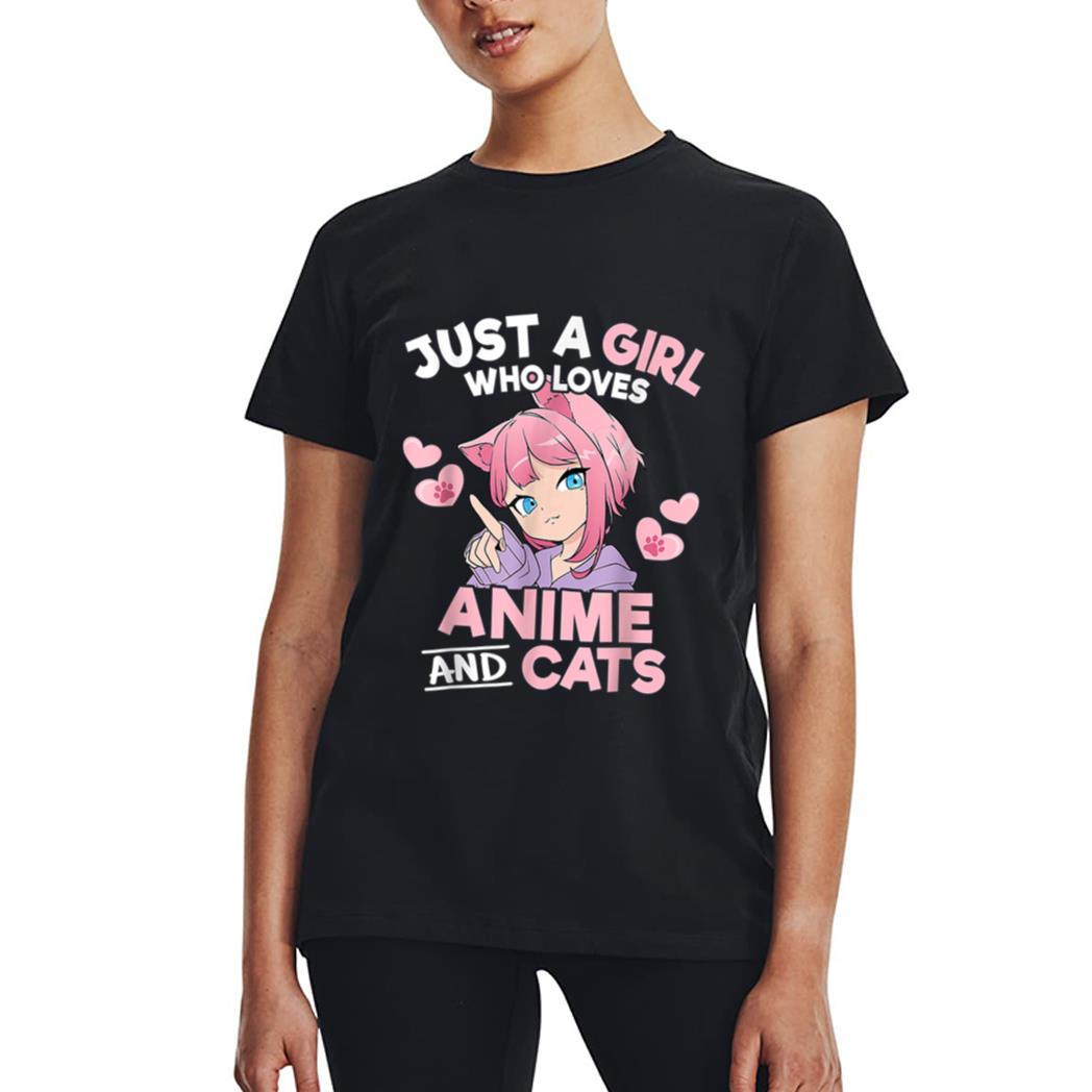 Just A Girl Who Loves Anime And Cats Cute Otaku Manga Women T-Shirt